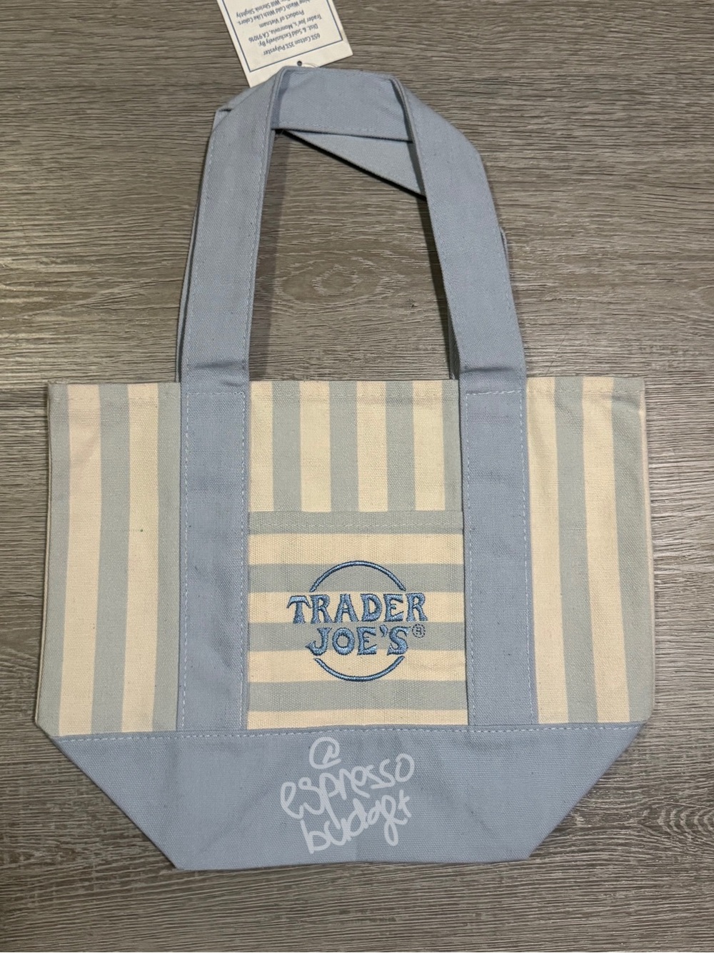 Trader Joe's Set of 12 Mini Tote Bag - Pastel Stripe (Mint, Pink, Blue, Beige) - Picture 2 of 5